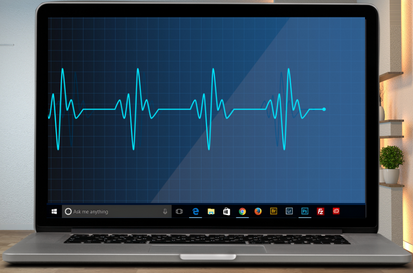 Laptop with electrocardiogram displayed